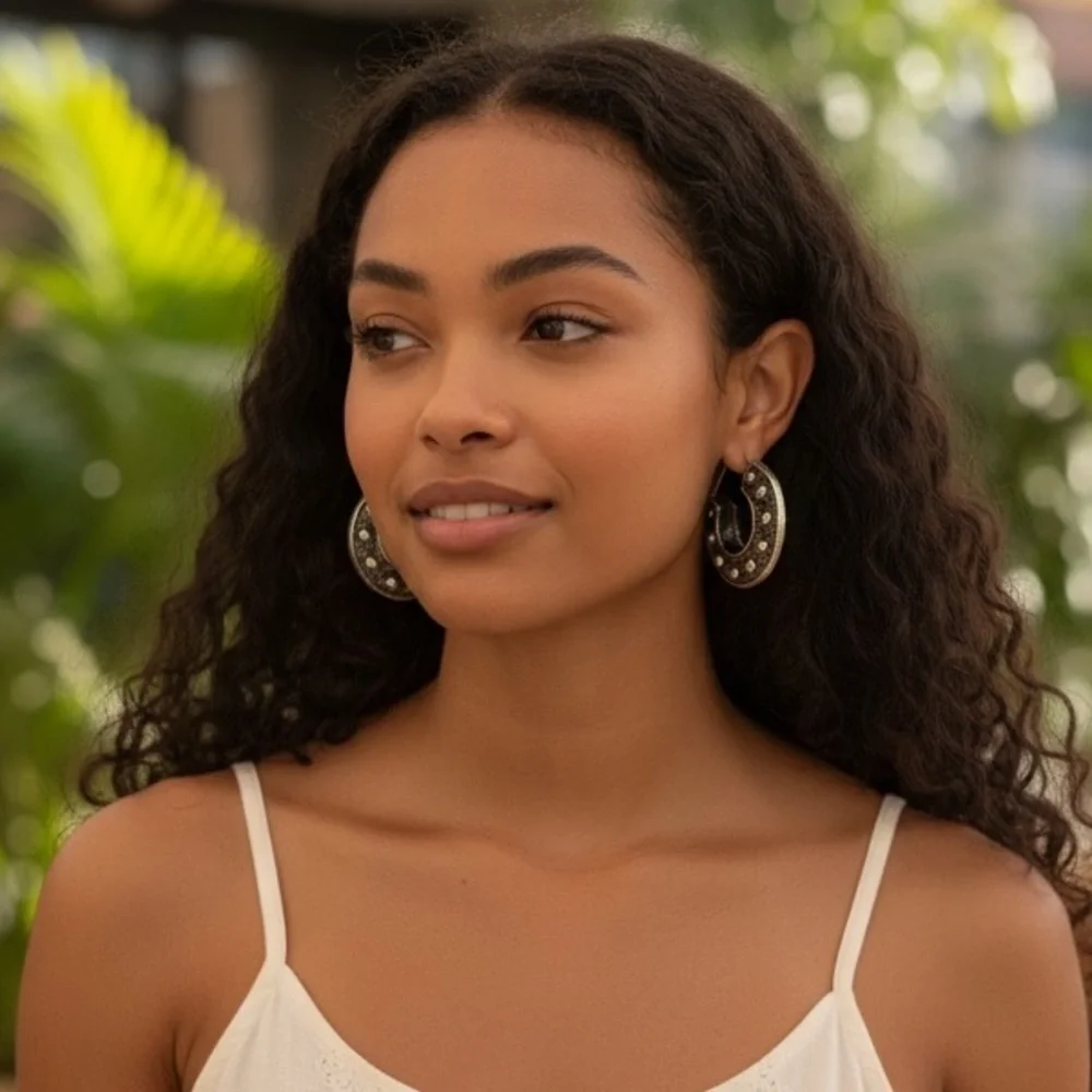 Free People Studded Horseshoe Hoop Earrings NWT